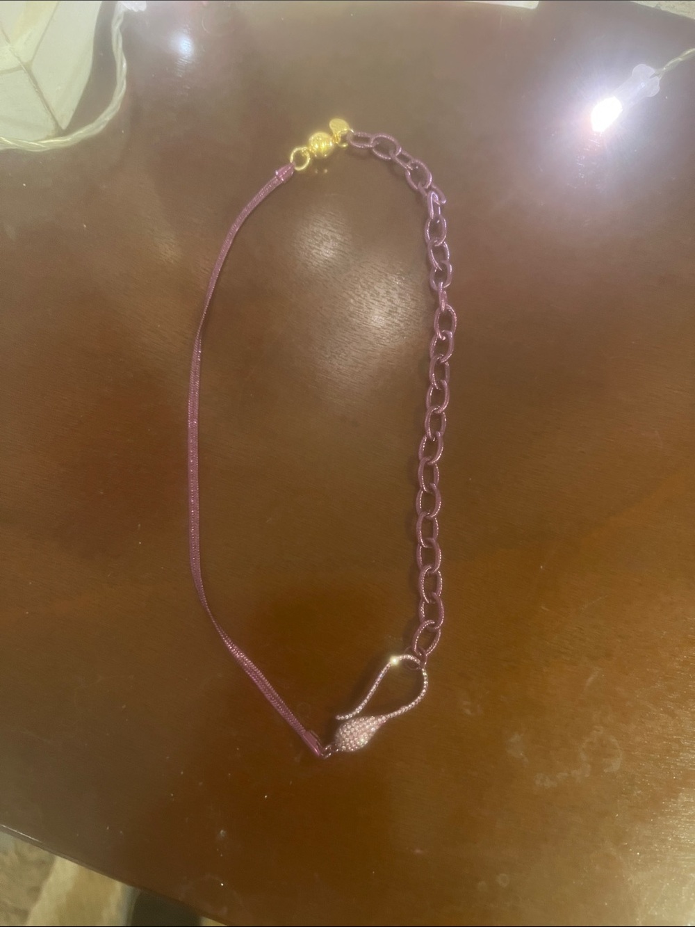 Women's Purple Chain and Cord Necklace